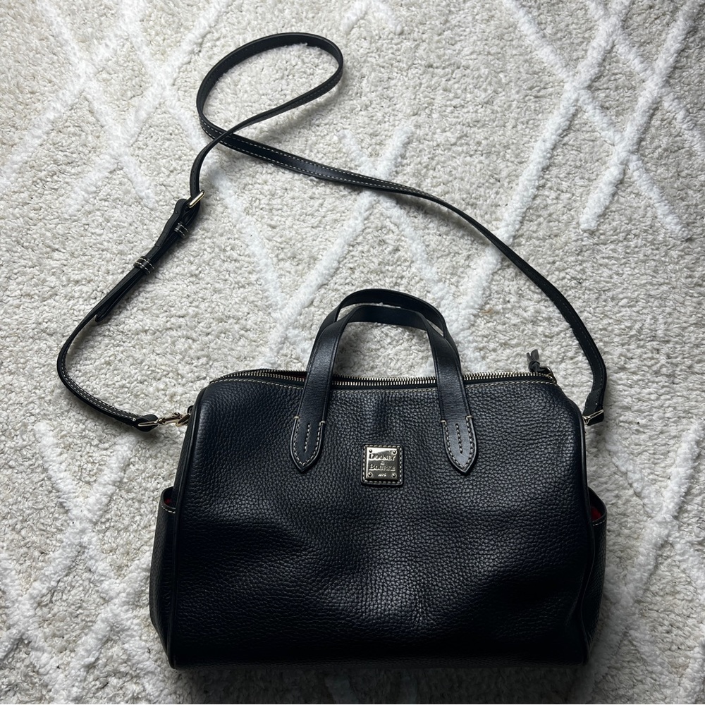 Dooney and Bourke Olivia Leather Satchel Black and Red Shoulder Bag